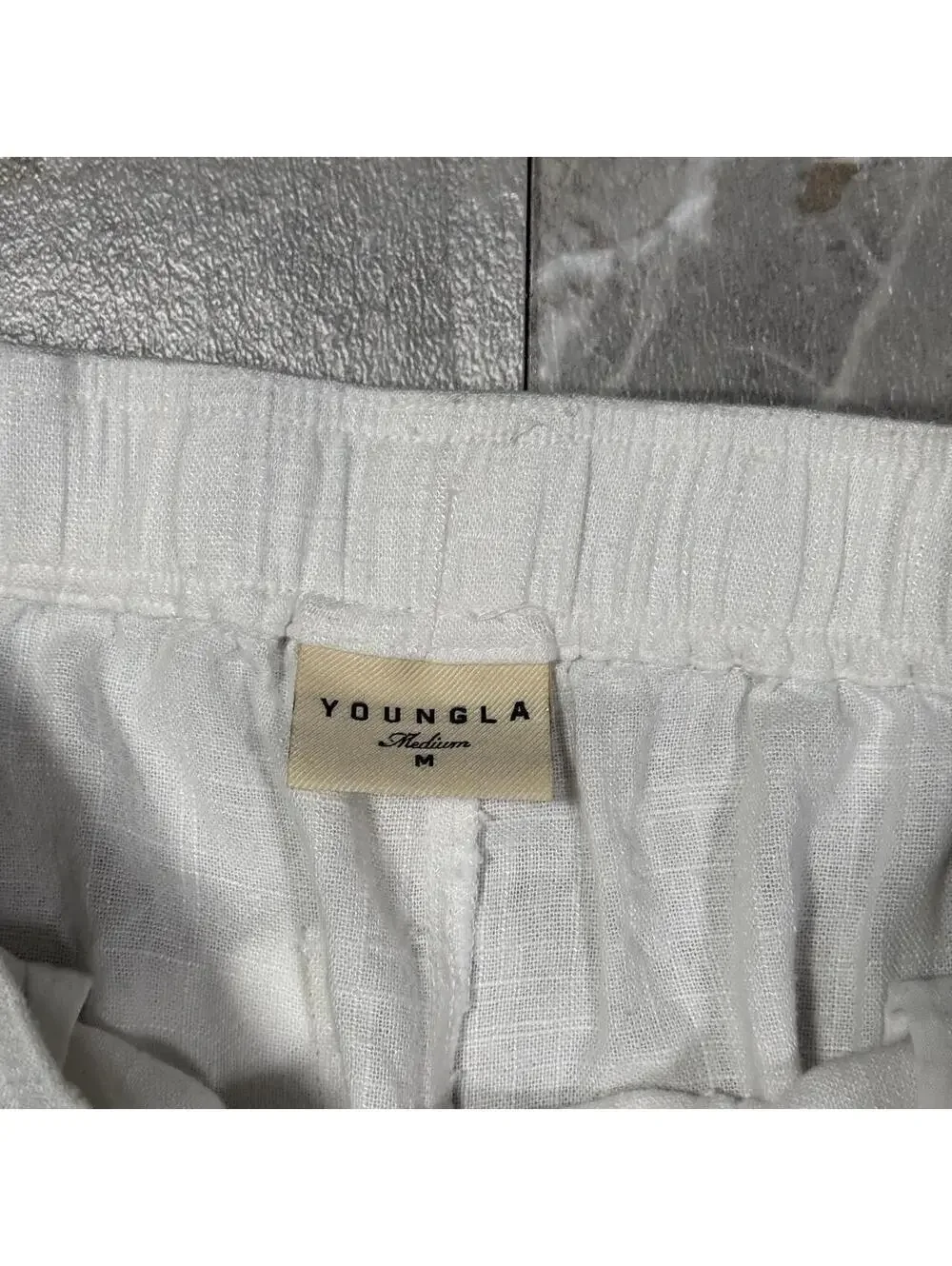 YoungLA White Linen Drawstring Pants Medium